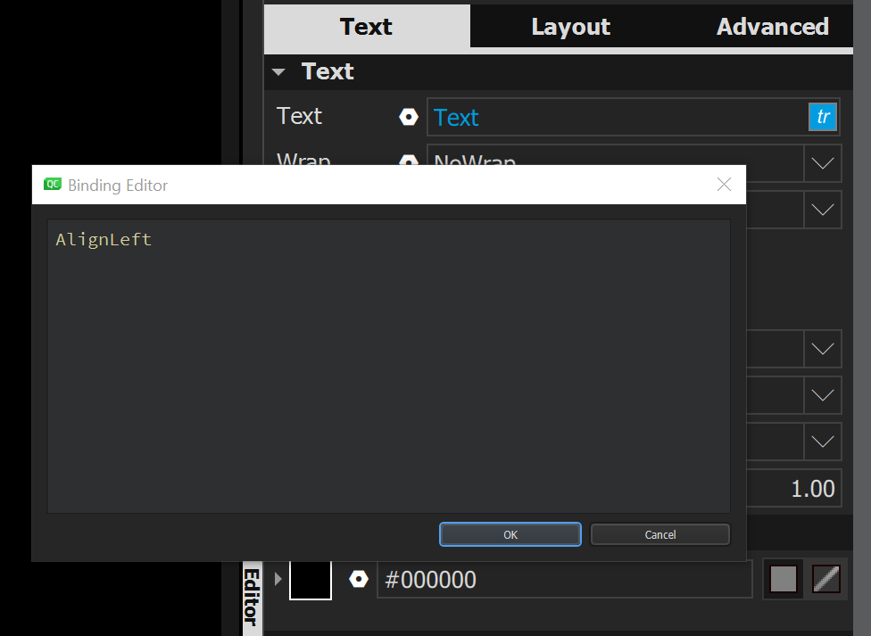 The binding editor is now based on the code editor