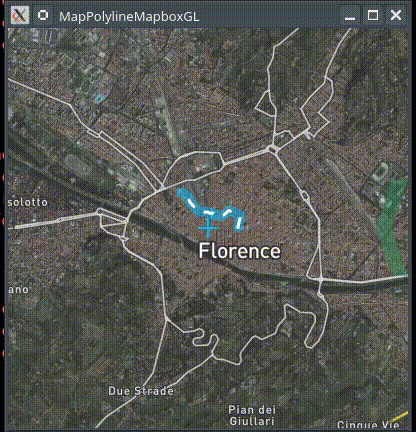 MapPolyline rendered on a map using the MapboxGL plugin. The polyline has been styled using MapParameters